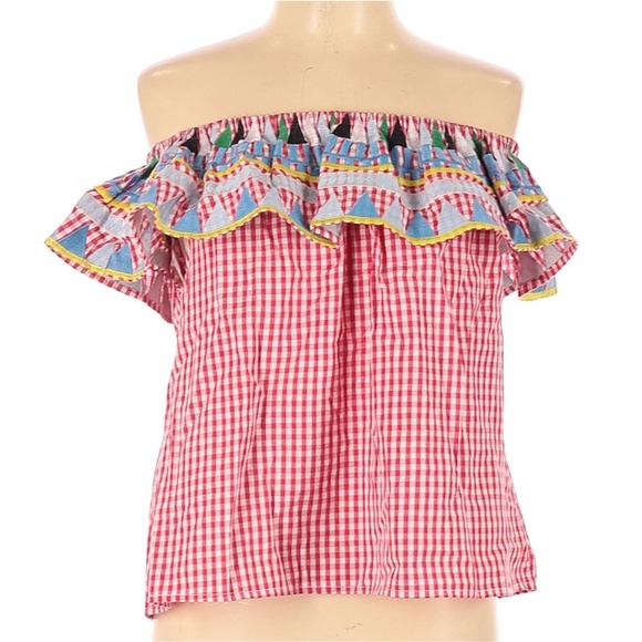 Velzera Tops - Velzera Off the Shoulder EMBRIODERED ruffl…
